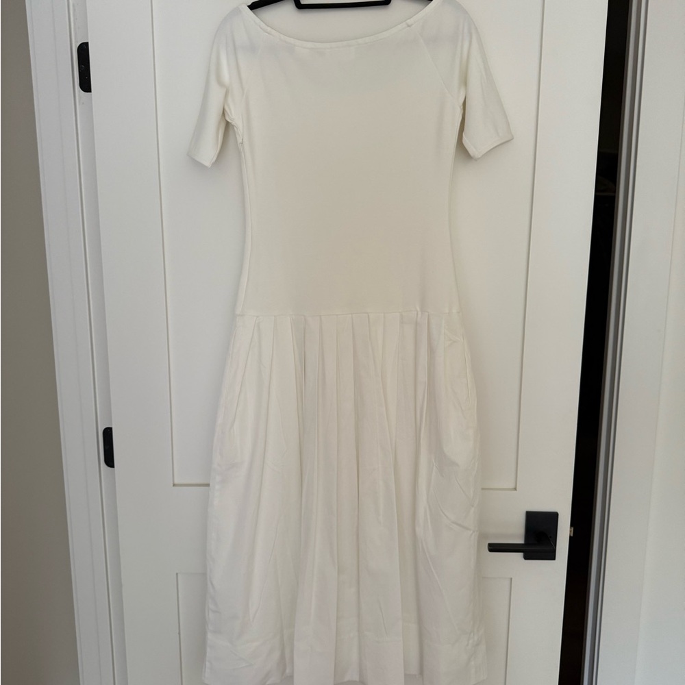 Marcella White Short Sleeve Poplin Skirt Dress - Picture 3 of 3